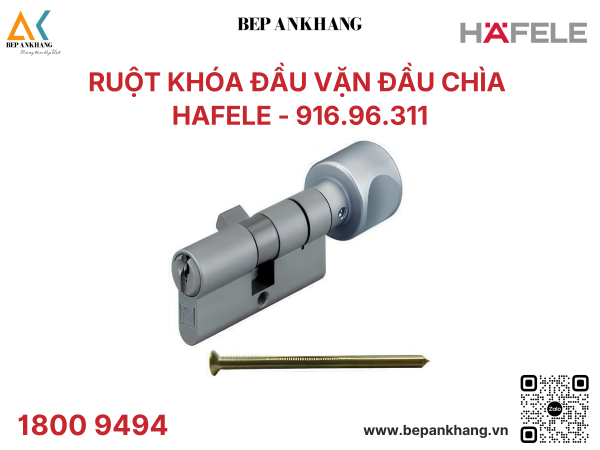 Ruột khoá Hafele Tiết diện Startec tiêu chuẩn khóa đôi có núm vặn 916.96.311
